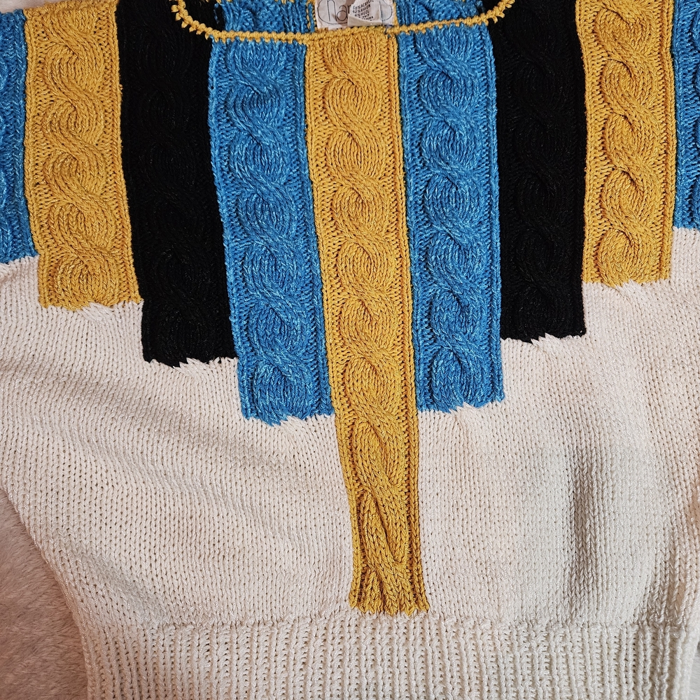 Vintage-Nannell Vintage Sweater Acrylic Rayon Wool, Size medium hand knit